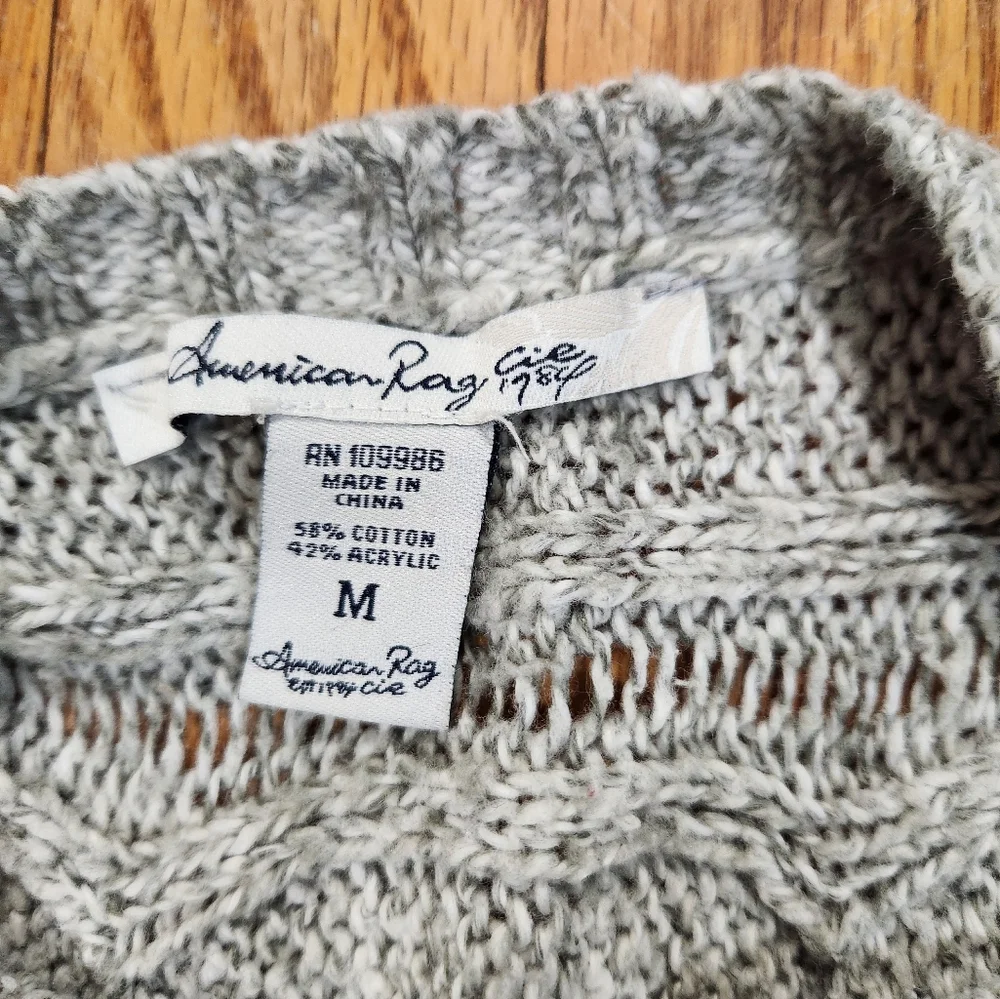 Gray Size Medium Cable knit Short Sleeve Top Boat Neck - Picture 7 of 8